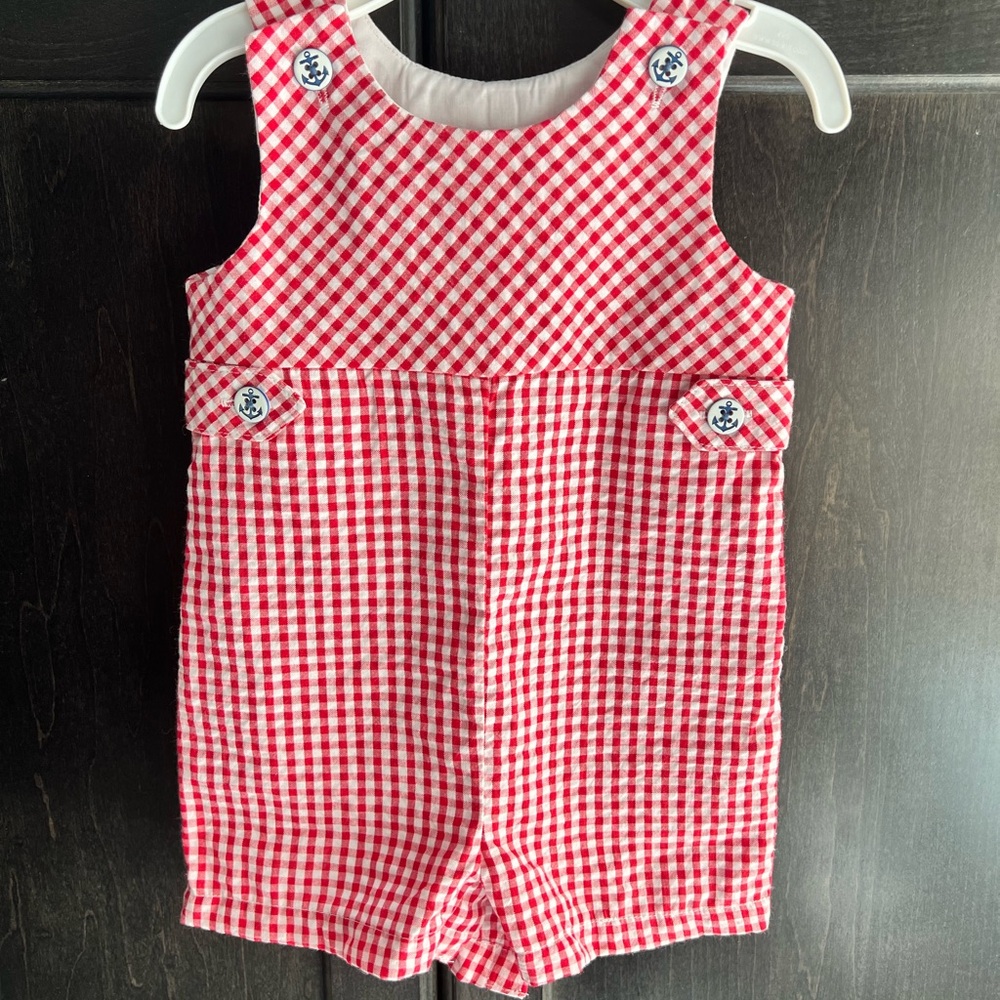 Red Gingham Anchor Shortalls